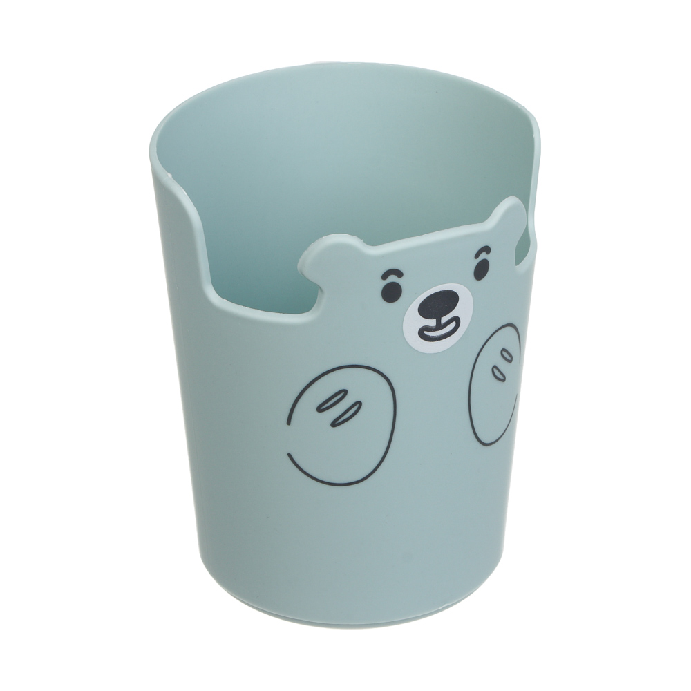 Подставка для пишущих принадлежностей "Мишка" 8,5х8,5х10,5см, пластик, 3 цвета, арт.№ 532-104