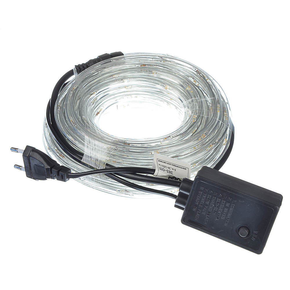 СНОУ БУМ Шнур LED 10м, 24LED/m, 2 дорожки, 8 режимов, шампань, 220В, арт.№ 383-016