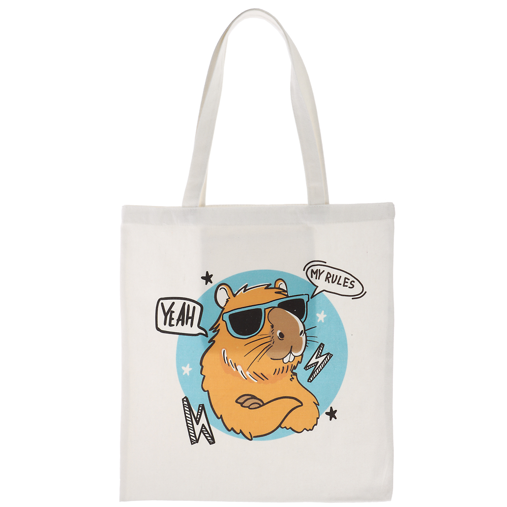 Сумка-шоппер, "Панды/Капибары", 38x42см, длина ручек 58 см, внутр. карман, полиэстер, 6 дизайнов, арт.№ 524-285