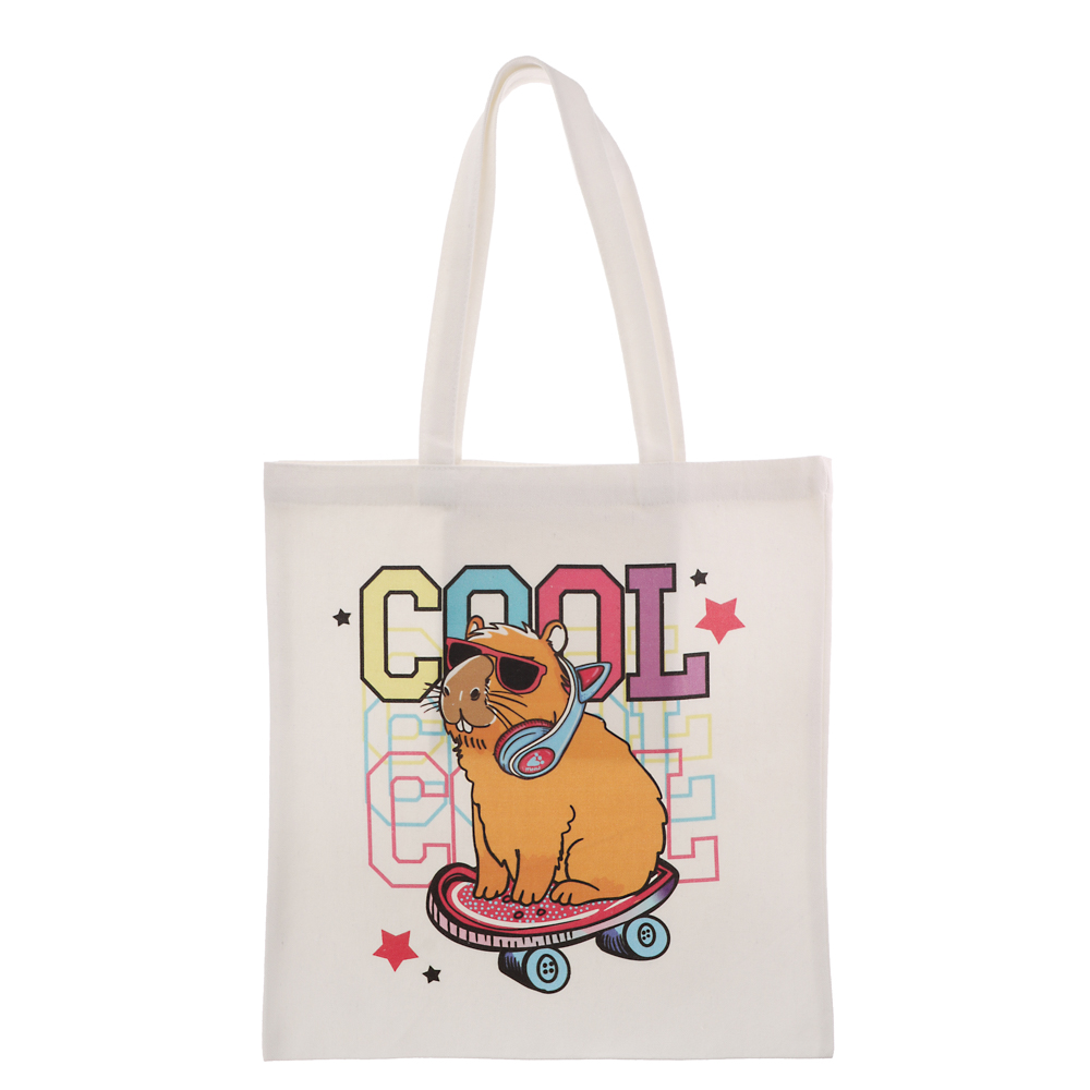 Сумка-шоппер, "Панды/Капибары", 38x42см, длина ручек 58 см, внутр. карман, полиэстер, 6 дизайнов, арт.№ 524-285