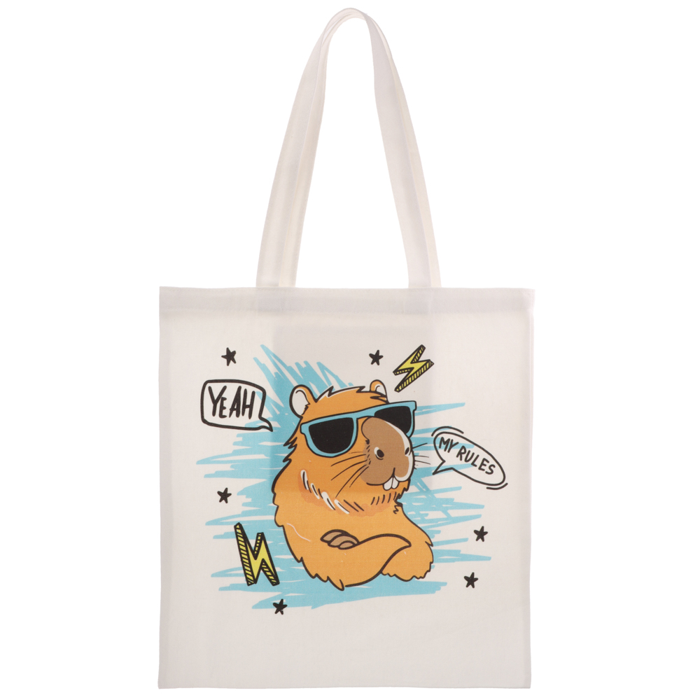 Сумка-шоппер, "Панды/Капибары", 38x42см, длина ручек 58 см, внутр. карман, полиэстер, 6 дизайнов, арт.№ 524-285