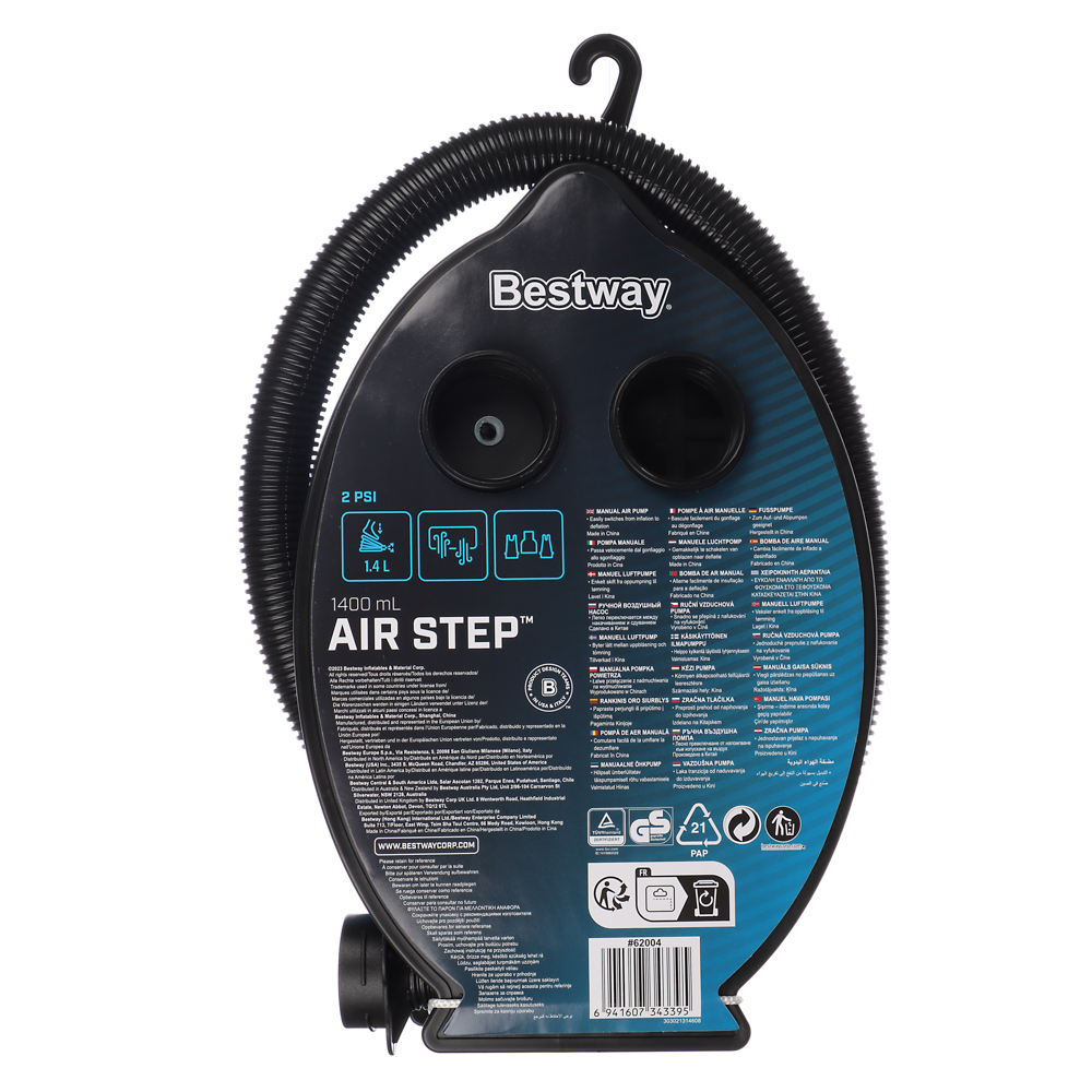 BESTWAY Насос ножной AIR STEP, объём 3л, 28см, 3 насадки в комплекте, 62004, арт.№ 332-005