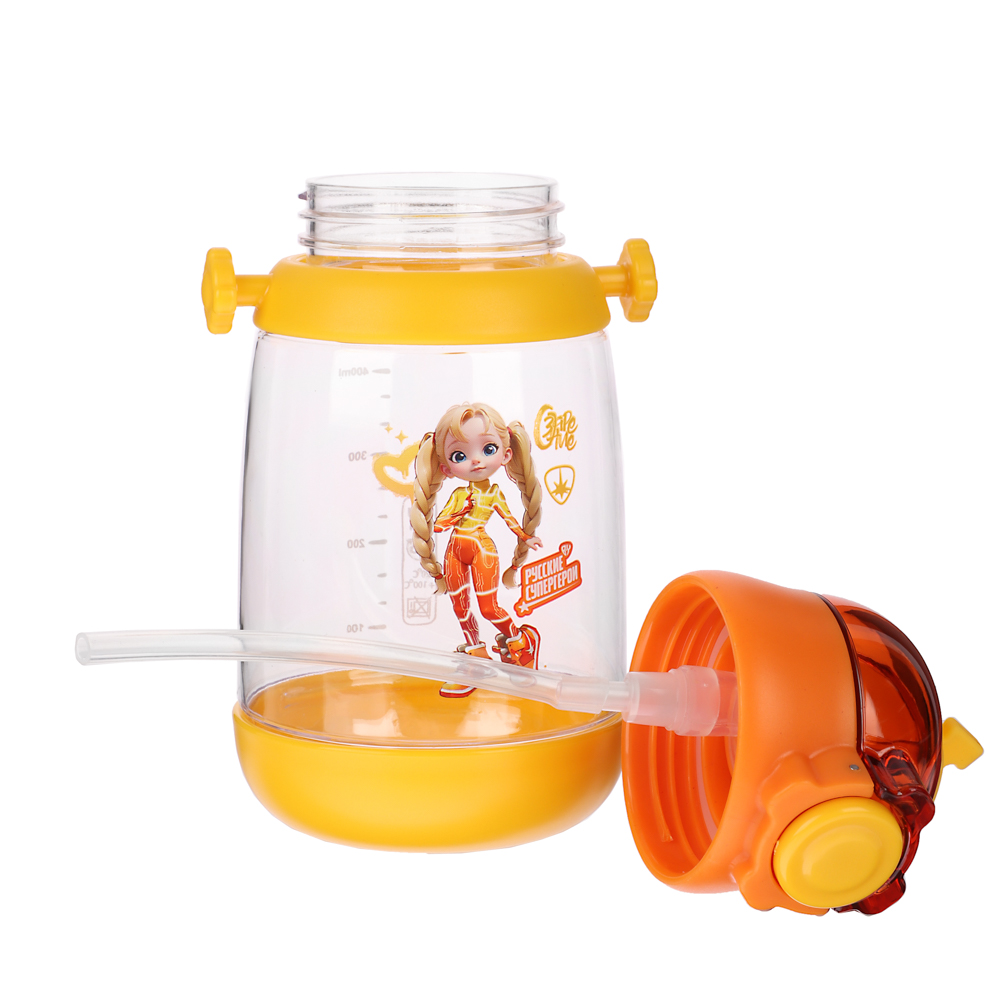 BY Русские Супергерои Бутылка детская с поильником, 8.5x19см,520мл,"Заря" PC, PP, силикон, арт.№ 088-106