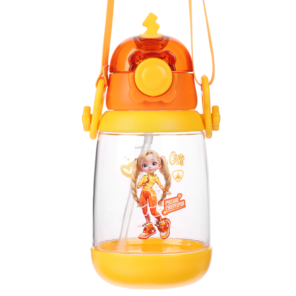 BY Русские Супергерои Бутылка детская с поильником, 8.5x19см,520мл,"Заря" PC, PP, силикон, арт.№ 088-106
