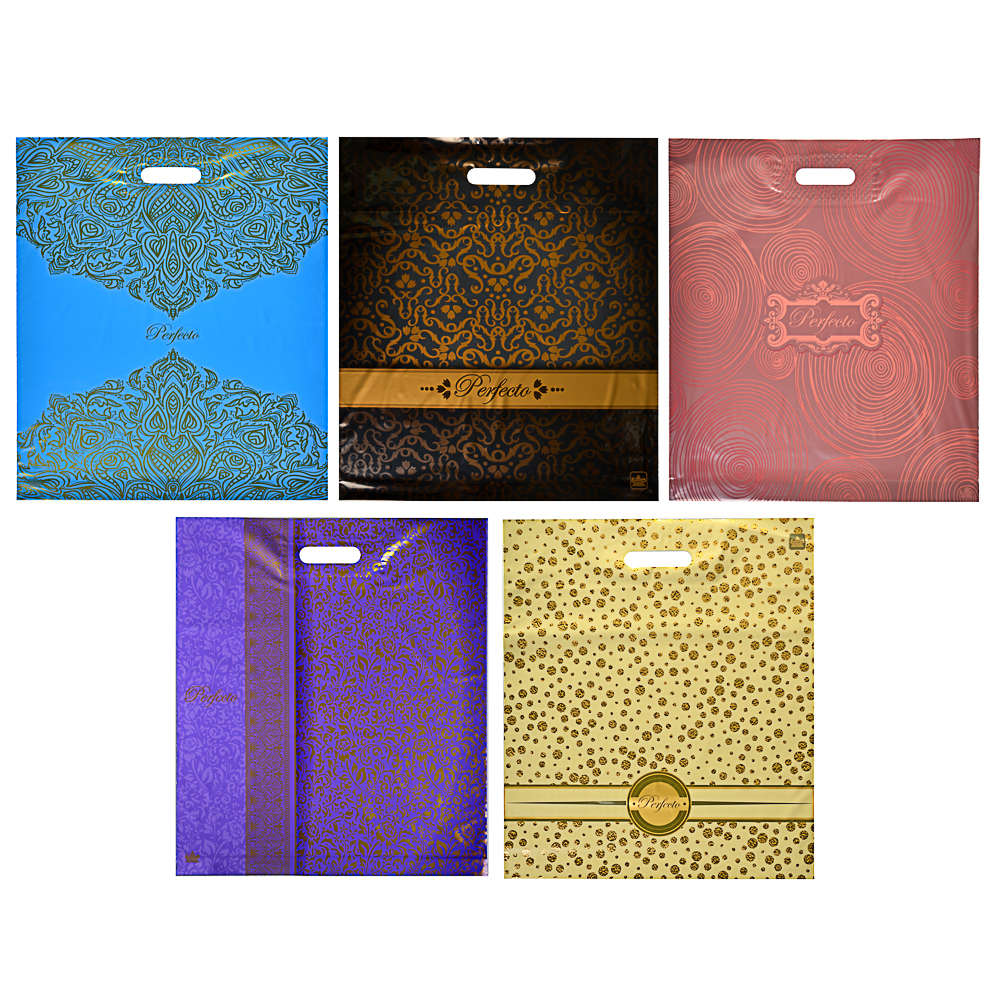 Пакет ПВД Серия Перфекто с вырубной ручкой, XL 42х48см, 90мкм, 5 дизайнов, арт.№ 507-870