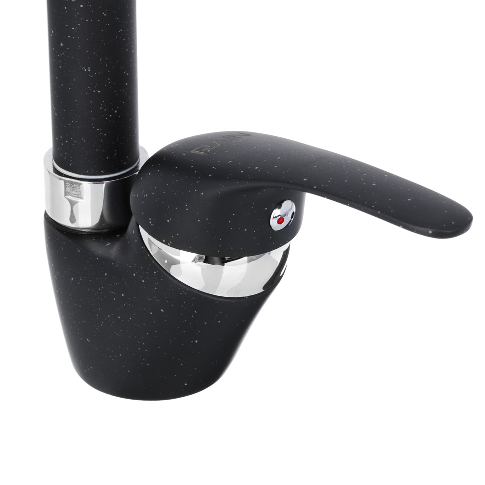 RAIN Смеситель для кухни Веста, высокий излив, картридж 35мм, латунь, под гранит, черный, арт.№ 561-283