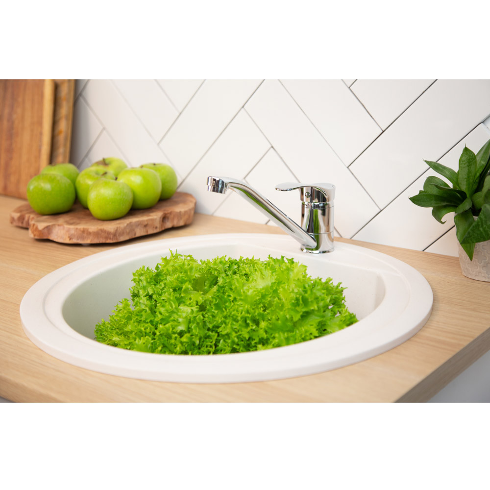 RAIN Смеситель для кухни Мира, низкий излив, картридж 40мм, латунь, хром, арт.№ 561-285