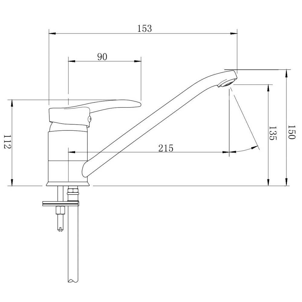RAIN Смеситель для кухни Мира, низкий излив, картридж 40мм, латунь, хром, арт.№ 561-285