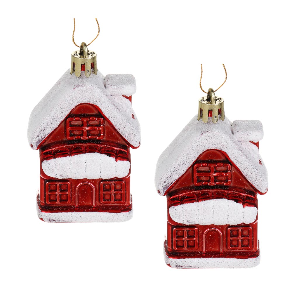 СНОУ БУМ Набор декоративных украшений "Домики" 2шт, 4,5x3x7,5см, пластик, арт.3, арт.№ 374-572