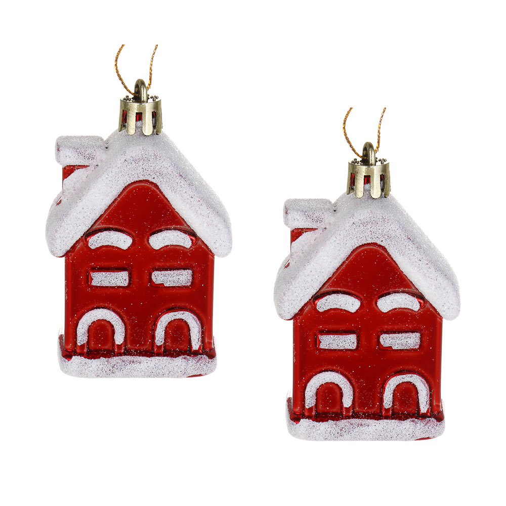 СНОУ БУМ Набор декоративных украшений "Домики" 2шт, 4,5x3x7,5см, пластик, арт.3, арт.№ 374-572