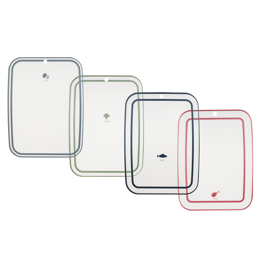 SATOSHI Ривьера Набор досок разделочных гибких 4шт, 28х21см, фрукты\овощи\рыба\мясо, пластик, арт.№ 852-147