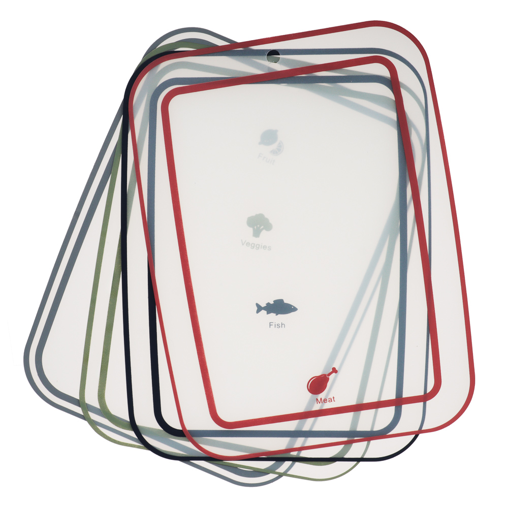 SATOSHI Ривьера Набор досок разделочных гибких 4шт, 28х21см, фрукты\овощи\рыба\мясо, пластик, арт.№ 852-147