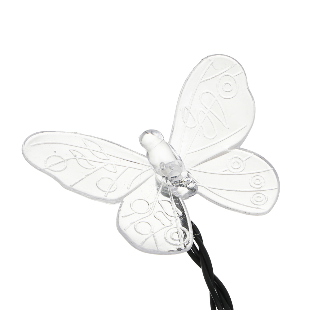 Гирлянда на солн. батар. тм INBLOOM Бабочки,7м, 25LED, шампань, AAA 600mAh Ni-MH, 2 реж., ABS,PVC,PS, арт.№ 381-436