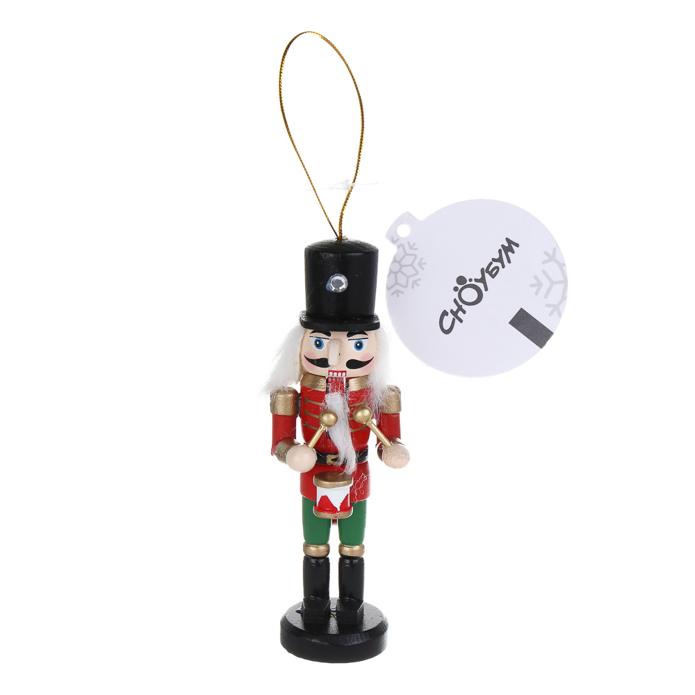 СНОУ БУМ Подвеска декоративная "Щелкунчик" 4,2x3,5x13см, МДФ, 6 дизайнов, арт.№ 396-223