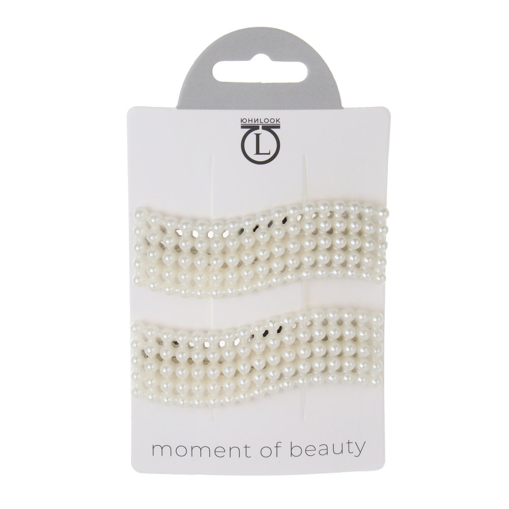 Зажим для волос со стразами 2шт, тм ЮНИLOOK, 6-8см, металл, искусствен. жемчуг, 6 дизайнов, #14, арт.№ 321-410