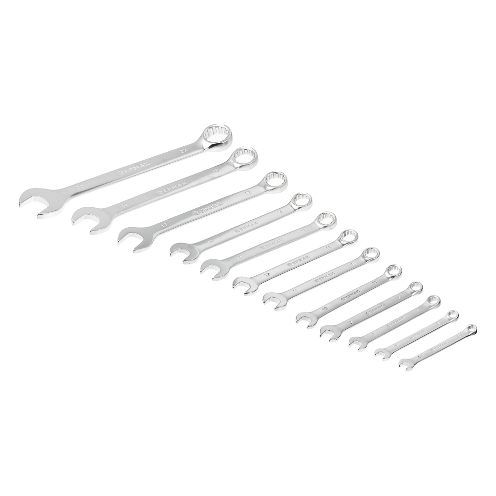 ЕРМАК Набор ключей рожково-накидных, 12 предм., 6-22мм, матовые CRV, пластик холдер, арт.№ 736-050