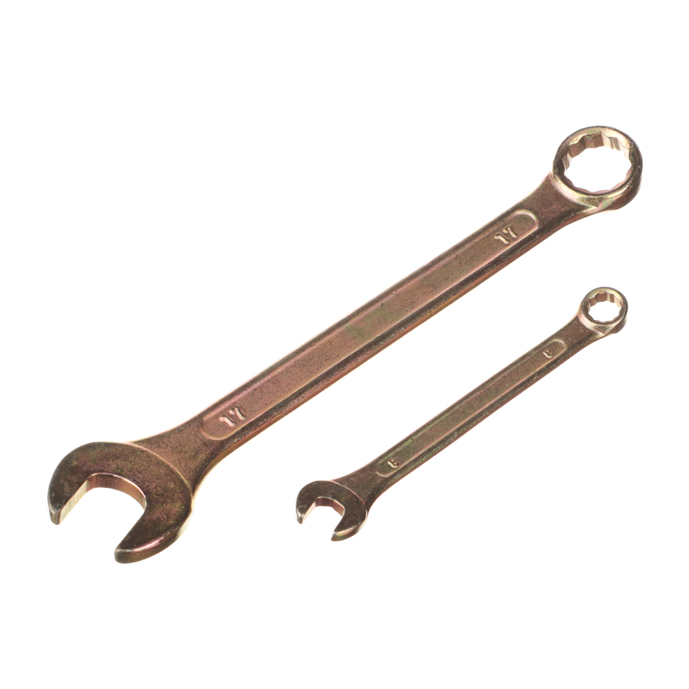 ЕРМАК Набор ключей рожково-накидных, 6 предм. 8-17мм, желтый цинк, арт.№ 736-078