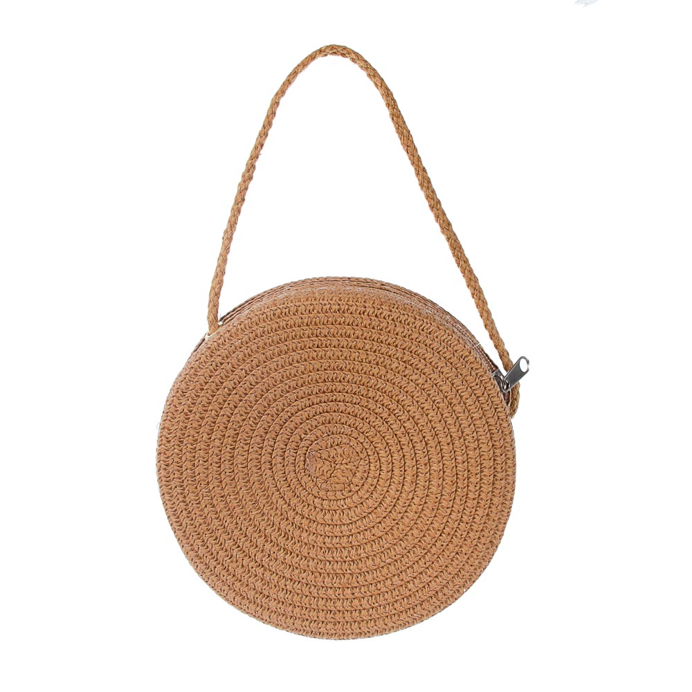 Сумка плетенная круглая на длинном ремне, тм ЮL, 16x5,5см, папирус, полиэстер, 3 цвета, арт.№ 328-317