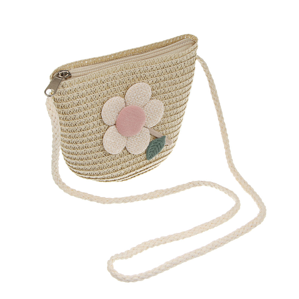 Сумка плетенная с декором на длинном ремне, тм ЮL, 12x6 см, папирус, полиэстер, арт.№ 328-318