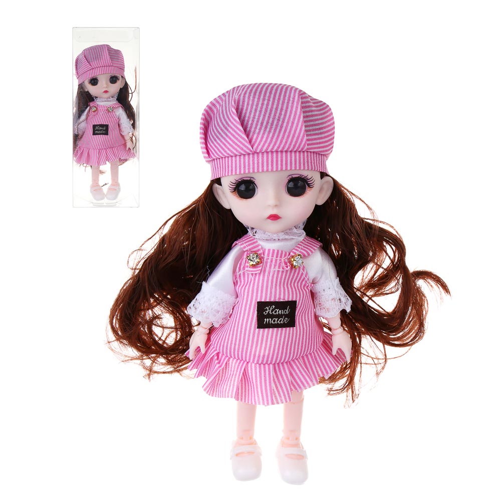 ИГРОЛЕНД Кукла шарнирная с чудными глазами, 15 см, в ПВХ боксе, PVC, PP, 6,5х10х30 см, 4 дизайна, арт.№ 436-155