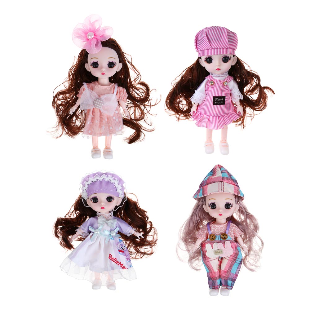 ИГРОЛЕНД Кукла шарнирная с чудными глазами, 15 см, в ПВХ боксе, PVC, PP, 6,5х10х30 см, 4 дизайна, арт.№ 436-155