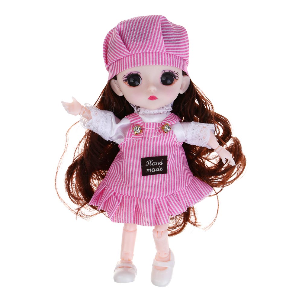 ИГРОЛЕНД Кукла шарнирная с чудными глазами, 15 см, в ПВХ боксе, PVC, PP, 6,5х10х30 см, 4 дизайна, арт.№ 436-155