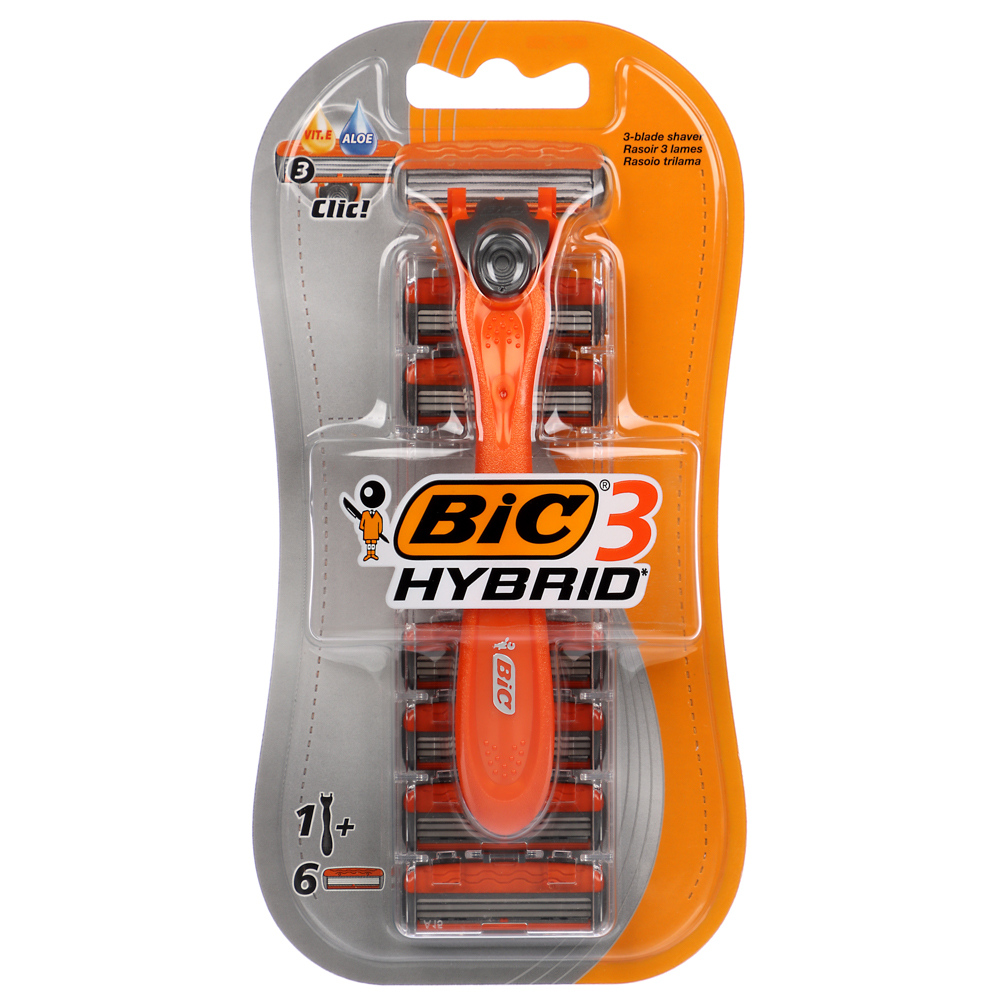 Станок для бритья BIC 3 HYBRID + Сменные кассеты для бритья 6шт, арт.№ 948-017