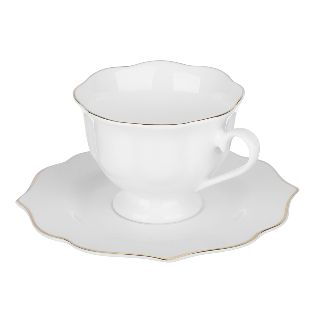 Набор чайный 2 пр., 175мл, MILLIMI, Лаура с золотой отводкой, фарфор, арт.№ 802-555