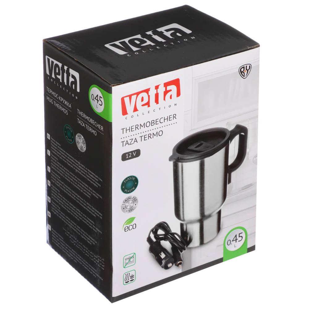 VETTA Термос-кружка 450мл, подогрев от прикуривателя, JL669, арт.№ 841-712