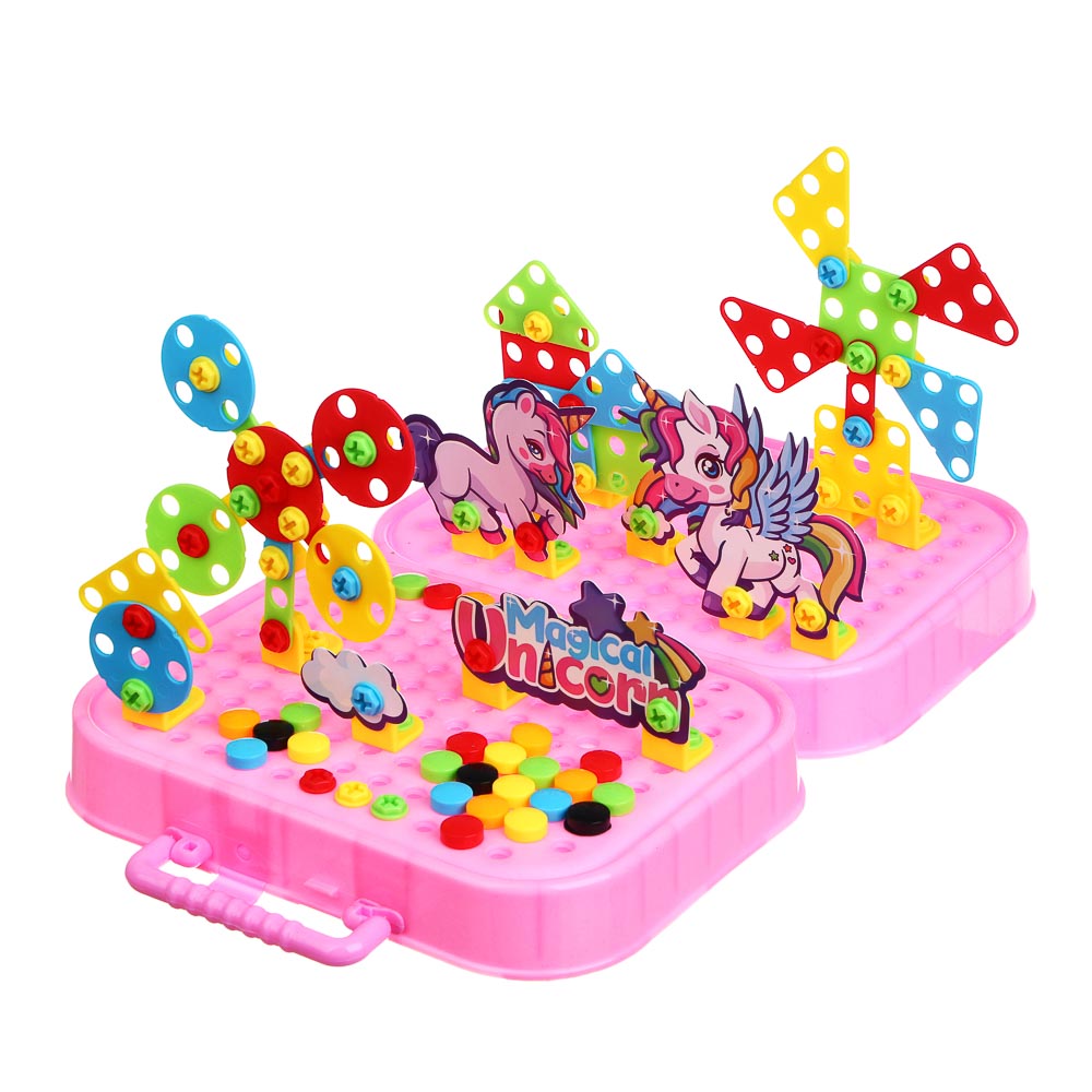 ИГРОЛЕНД Конструктор с шуруповёртом в чемоданчике "Шурупики", РР, ABS, 24,5х7,5х18,5см, 2 дизайна, арт.№ 859-100