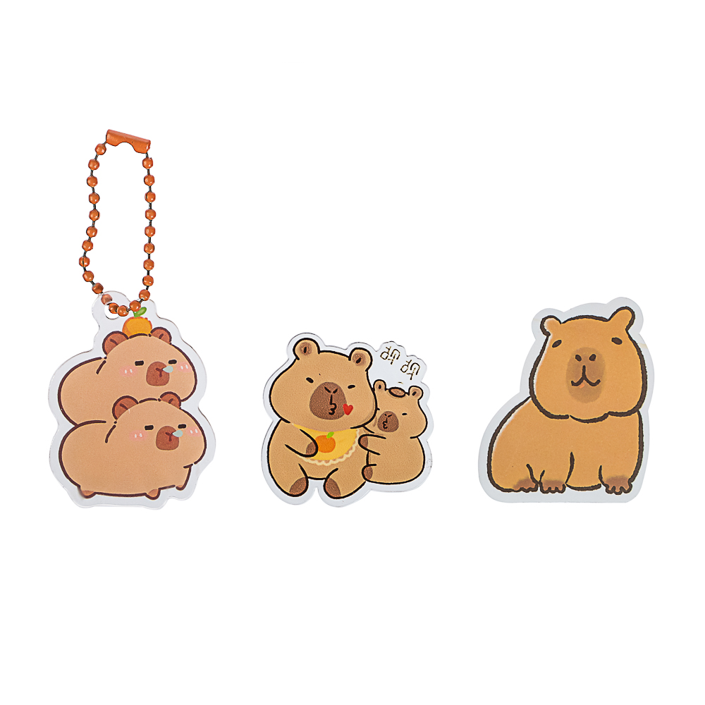 ИГРОЛЕНД Игрушка-сюрприз "Капибара" (брелок, значок, стикер), акрил, 9х11см, арт.№ 295-003