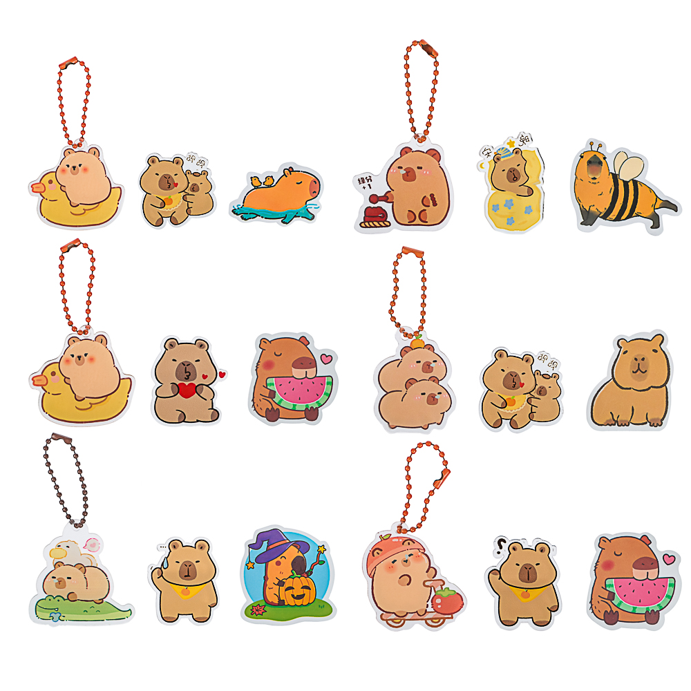 ИГРОЛЕНД Игрушка-сюрприз "Капибара" (брелок, значок, стикер), акрил, 9х11см, арт.№ 295-003