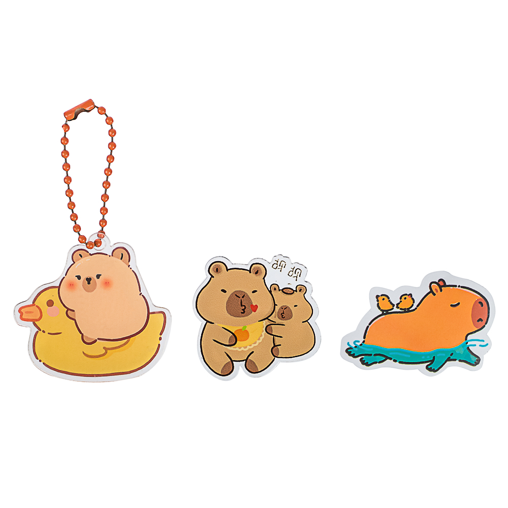 ИГРОЛЕНД Игрушка-сюрприз "Капибара" (брелок, значок, стикер), акрил, 9х11см, арт.№ 295-003