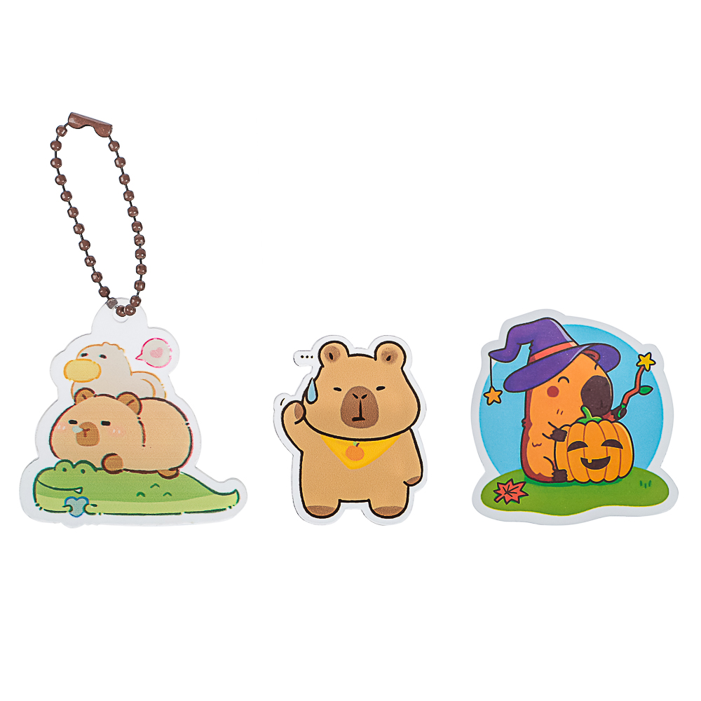 ИГРОЛЕНД Игрушка-сюрприз "Капибара" (брелок, значок, стикер), акрил, 9х11см, арт.№ 295-003