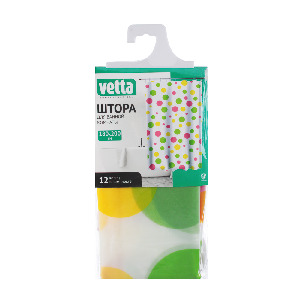 VETTA Шторка для ванной, ПЕВА, 75 г/м2, 180x200см, "Этнографика", 3 диз., арт.№ 461-324