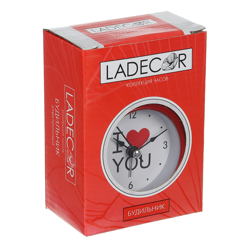 LADECOR CHRONO Будильник электронный с сердцем, металл, 12,5х8,2х5,5см, 1хАА, арт.№ 529-153