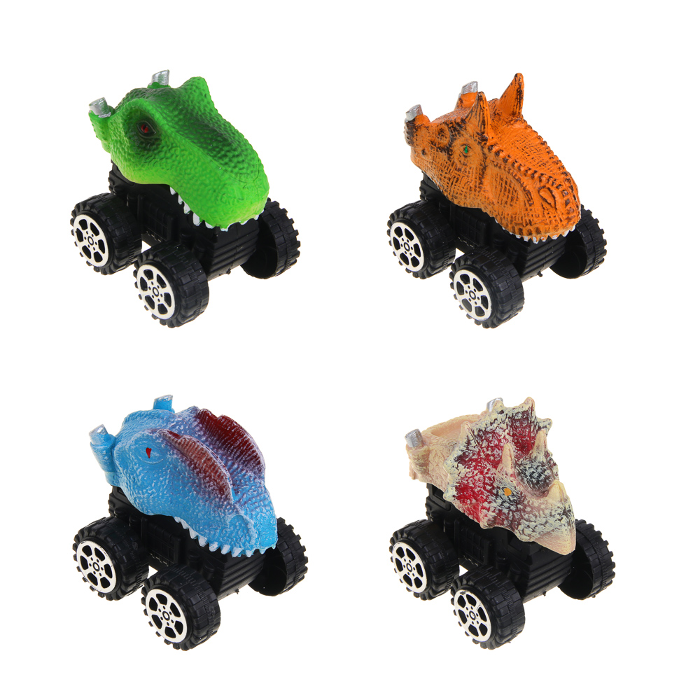 ИГРОЛЕНД Машинка "Дино-джип", инерция, РР, 12,5х12х5см, 4 дизайна, арт.№ 292-370