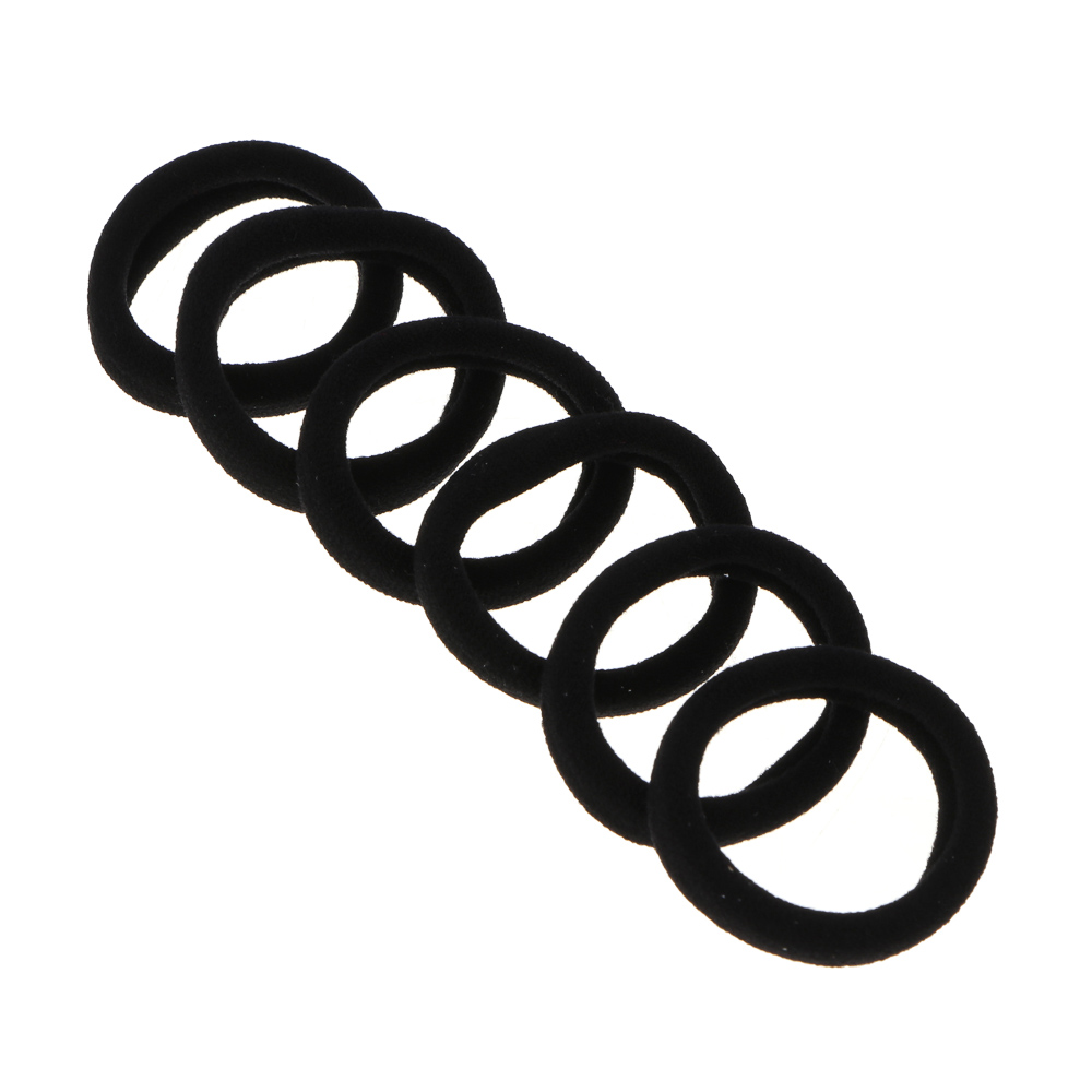 Резинки для волос ЮНИLOOK 6шт, d4см, полиэстер, черные, ACS-55, арт.№ 322-019