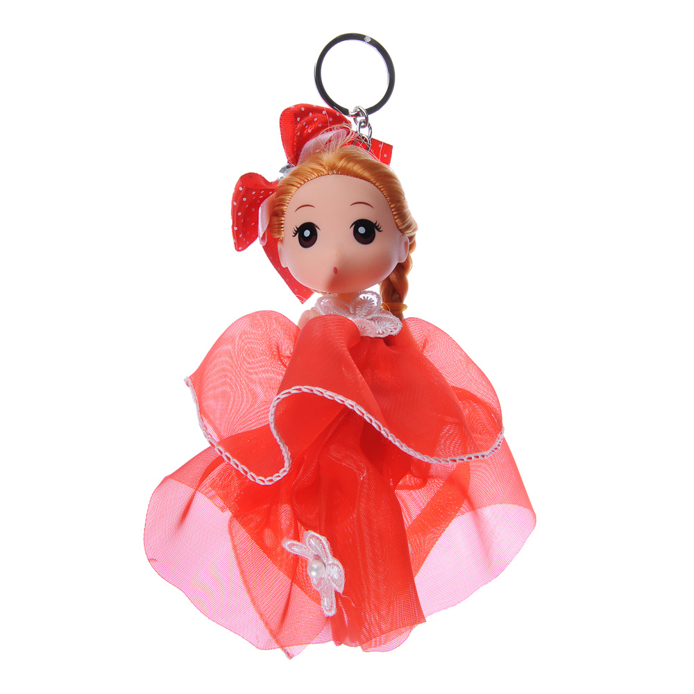 Кукла-брелок в пышном наряде, 15-18см, пластик, полиэстер, 2-4 дизайна, 3-6 цветов, арт.№ 267-743
