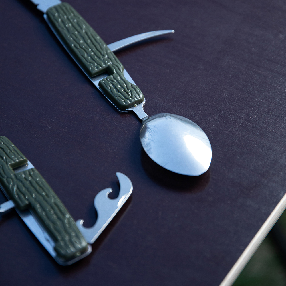 РУССО ТУРИСТО Набор походный ТУРИСТ, фляга, 2 стопки, вилка, ложка, нерж.сталь, арт.№ 123-001