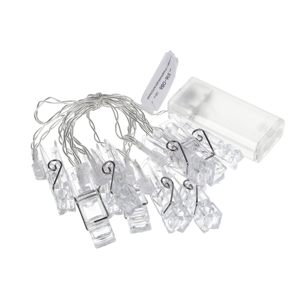 Гирлянда с прищепками для фотографий, 1,85 м, 2xAA, арт.№ 516-086