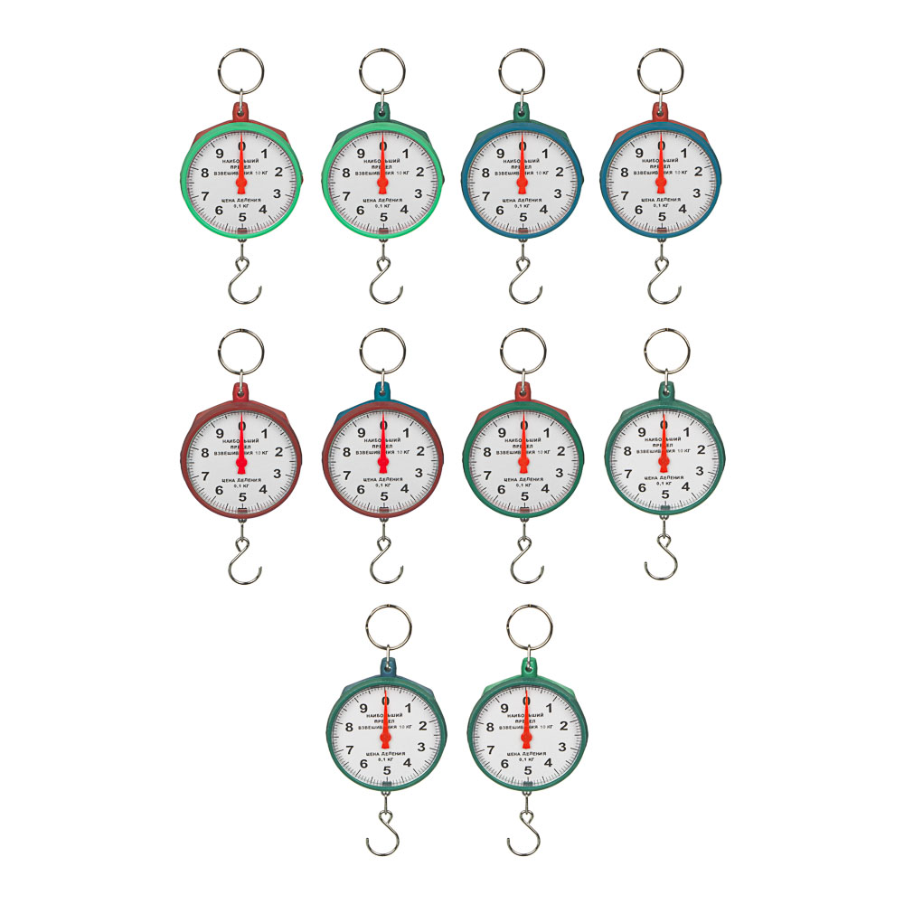 Безмен механический, круглый, нагрузка до 10кг, пластик, 3 цвета, СХ-149, арт.№ 487-006