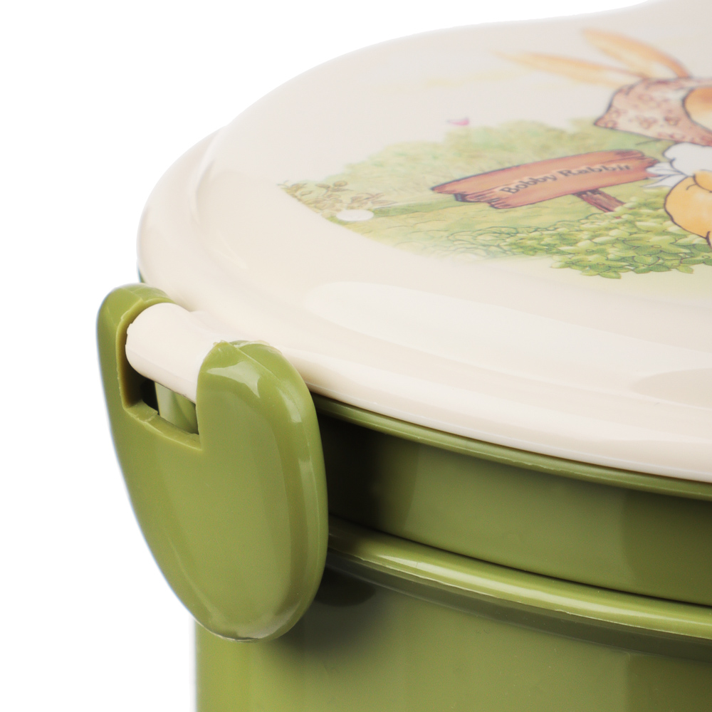 Ланчбокс в форме сердечка "Зайчата", тарелка, ложка-вилка, 13,5х16см, полипропилен, арт.№ 829-144