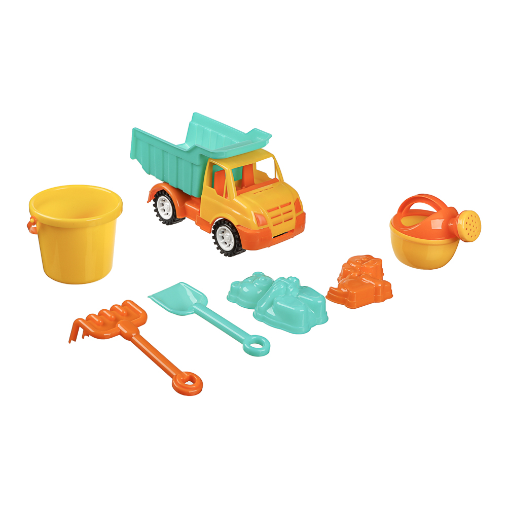 Набор для игр в песке "Машинка-грузовик", ИГРОЛЕНД, 7 предметов, пластик, для детей 3+, арт.№ 430-135