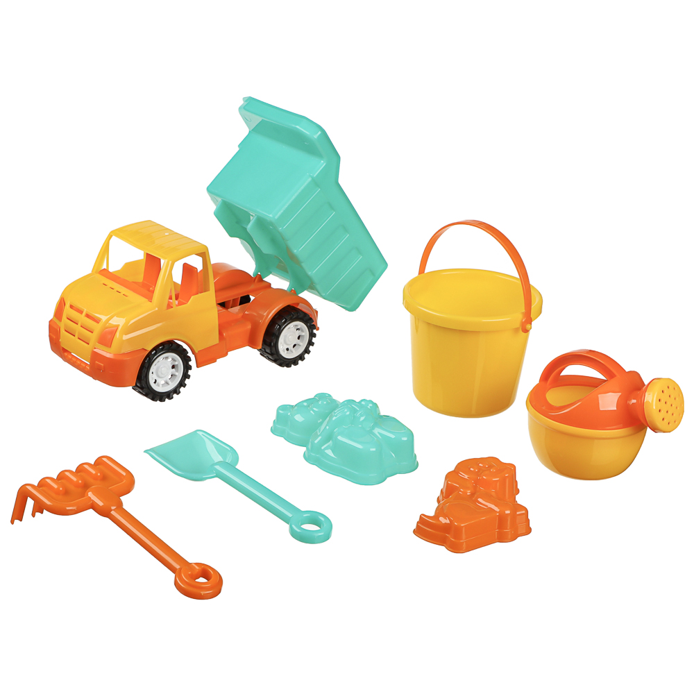 Набор для игр в песке "Машинка-грузовик", ИГРОЛЕНД, 7 предметов, пластик, для детей 3+, арт.№ 430-135