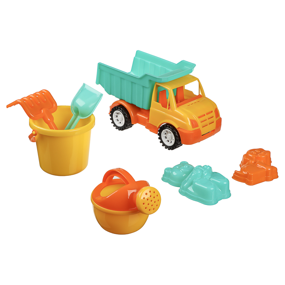 Набор для игр в песке "Машинка-грузовик", ИГРОЛЕНД, 7 предметов, пластик, для детей 3+, арт.№ 430-135