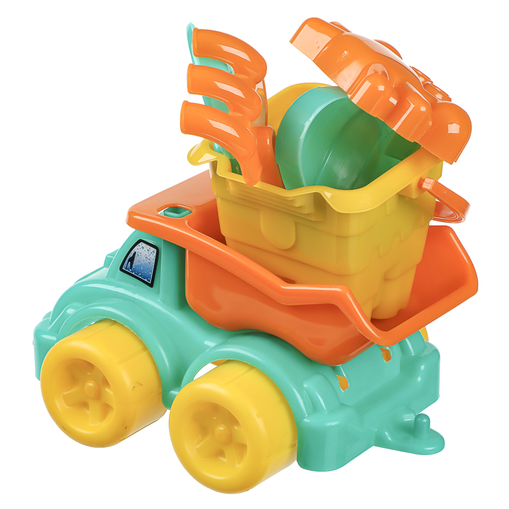 Набор для игр в песке "Машинка-грузовик", ИГРОЛЕНД, 7 предметов, пластик, для детей 3+, арт.№ 430-135