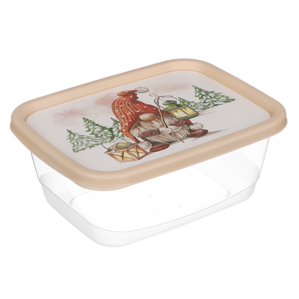 Шишки, Гном Контейнер для продуктов прямоугольный 0,85л, пластик, 2 дизайна, арт.№ 861-467
