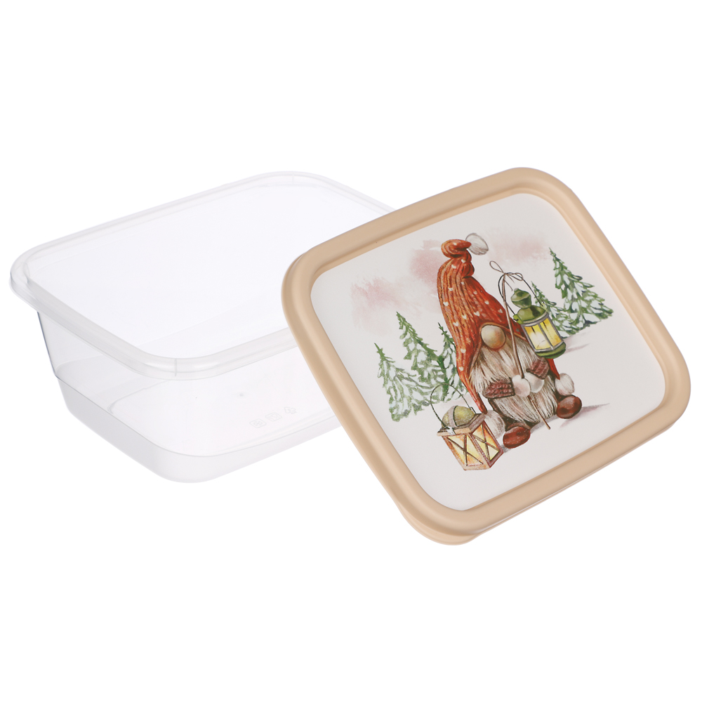 Шишки, Гном Контейнер для продуктов прямоугольный 0,85л, пластик, 2 дизайна, арт.№ 861-467