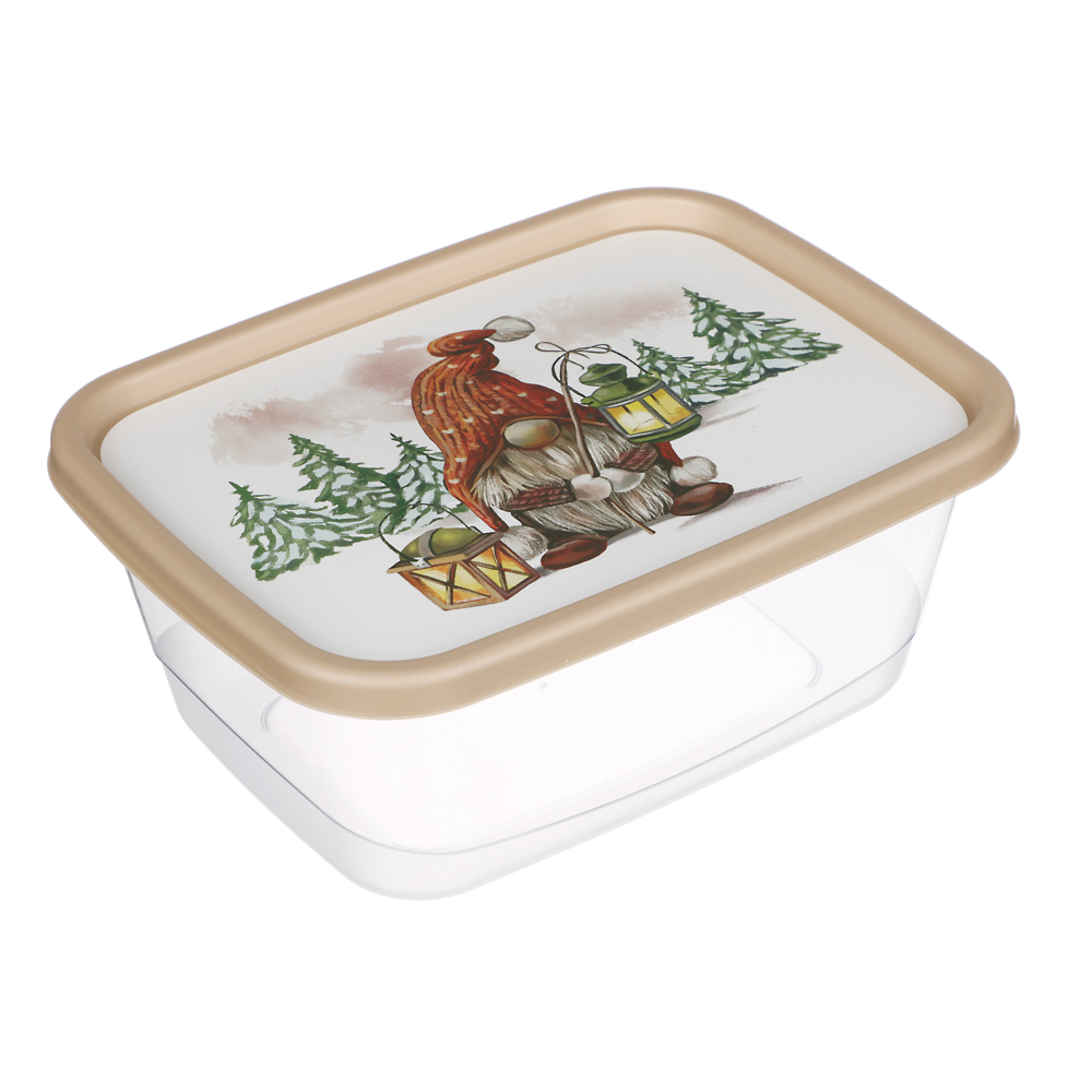 Шишки, Гном Контейнер для продуктов прямоугольный 1,5л, пластик, 2 дизайна, арт.№ 861-468